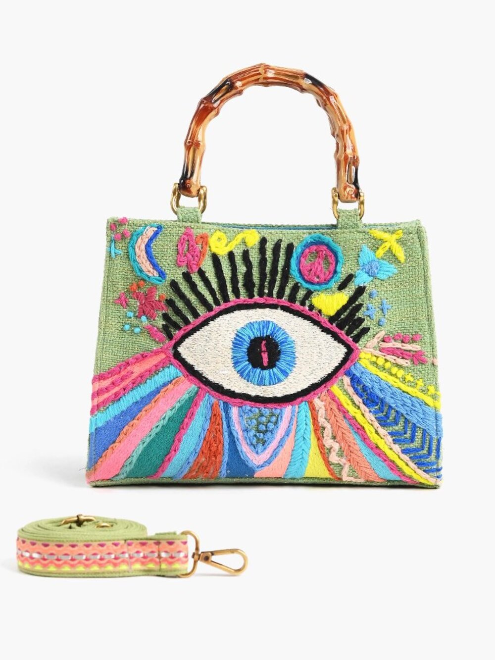 America & Beyond Groovy Evil Eye Handbag Festival Boho Statement Bag